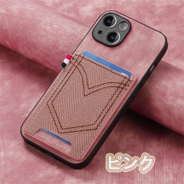 iphone13 miniケース 背面カバー デニム風ポケット iPhone13